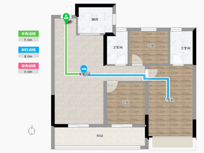 浙江省-温州市-绿城锦玉潮明-85.60-户型库-动静线