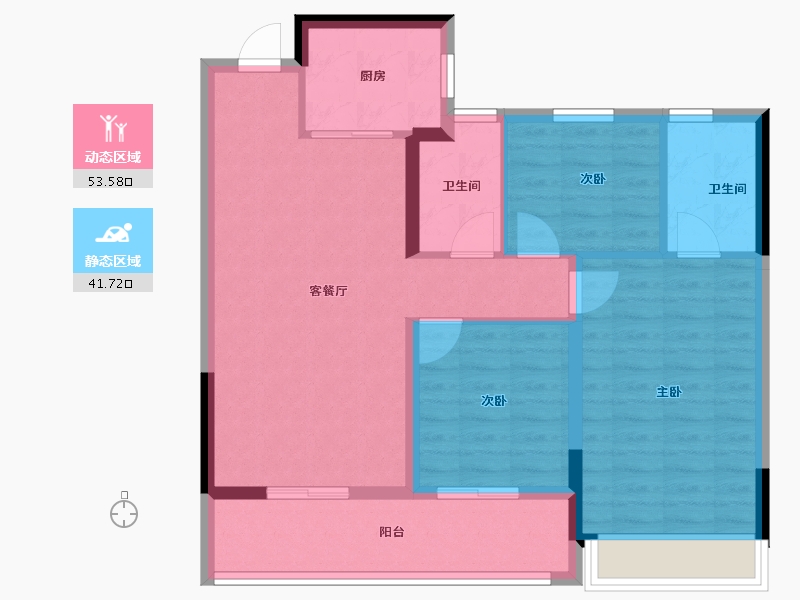 浙江省-温州市-绿城锦玉潮明-85.60-户型库-动静分区