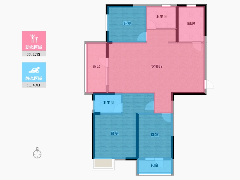 湖北省-武汉市-兰江公园里-105.00-户型库-动静分区