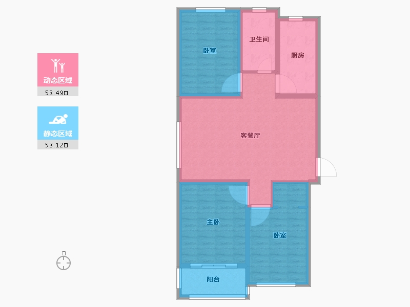 山东省-潍坊市-中冶潍坊公馆-96.00-户型库-动静分区