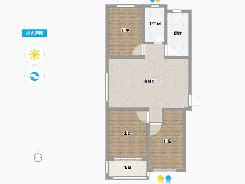 山东省-潍坊市-中冶潍坊公馆-96.00-户型库-采光通风