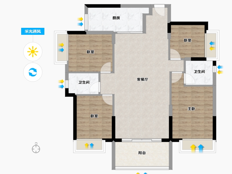 广东省-东莞市-碧海云天·海岸城-99.72-户型库-采光通风