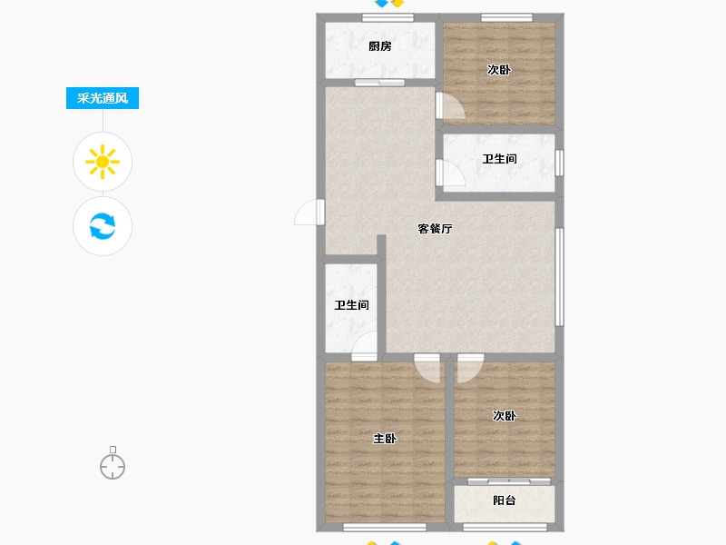 山东省-烟台市-鑫发小区东区-100.99-户型库-采光通风