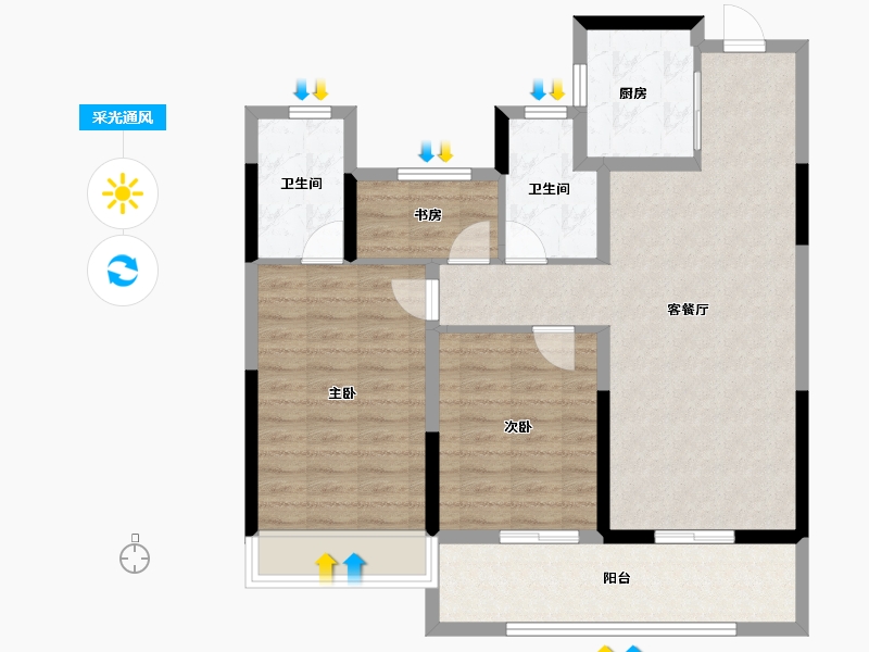 浙江省-温州市-乐宸府-86.41-户型库-采光通风