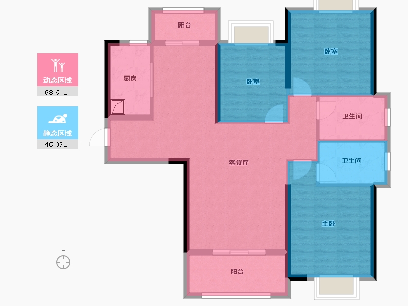 湖北省-武汉市-兰江公园里-103.00-户型库-动静分区