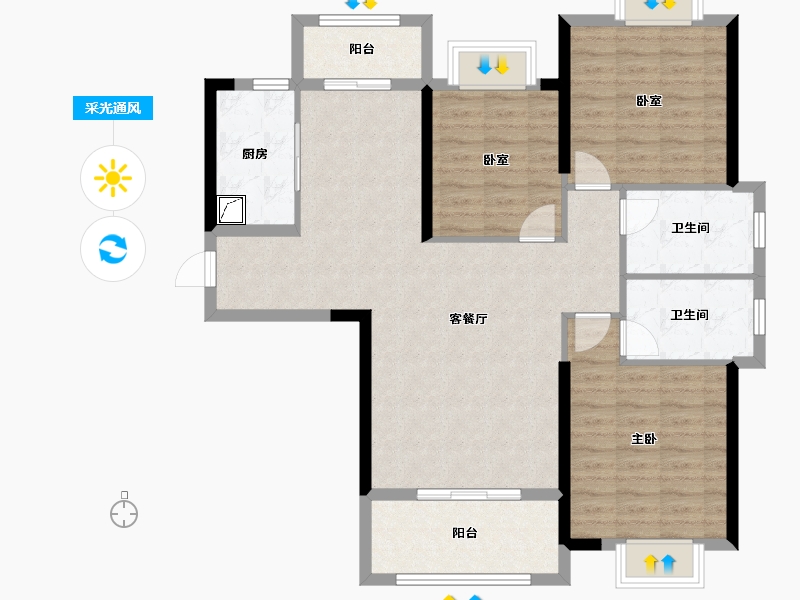 湖北省-武汉市-兰江公园里-103.00-户型库-采光通风