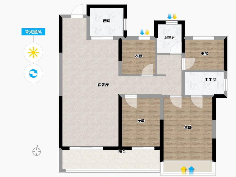 浙江省-温州市-世茂璀璨瓯江-102.40-户型库-采光通风