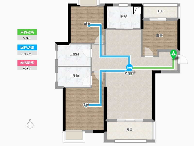 湖北省-武汉市-兰江公园里-93.00-户型库-动静线