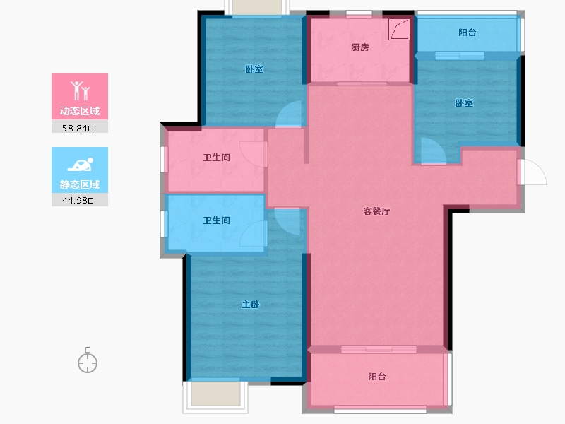 湖北省-武汉市-兰江公园里-93.00-户型库-动静分区