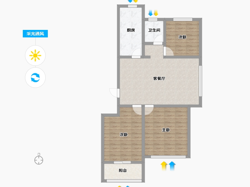 山东省-烟台市-鑫发小区东区-88.00-户型库-采光通风