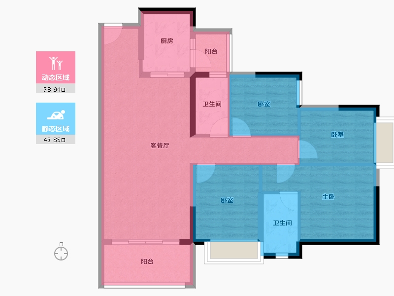 广东省-东莞市-碧桂园狮子洋二期-91.96-户型库-动静分区