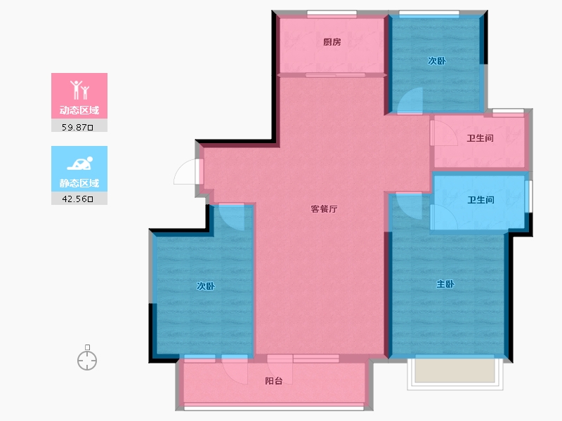 山东省-烟台市-绿城桂语江南-92.00-户型库-动静分区