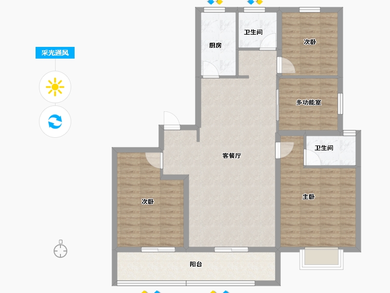 陕西省-西安市-白鹿汀洲-106.74-户型库-采光通风