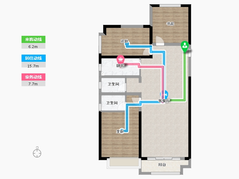 陕西省-西安市-蓝湖九郡-106.59-户型库-动静线