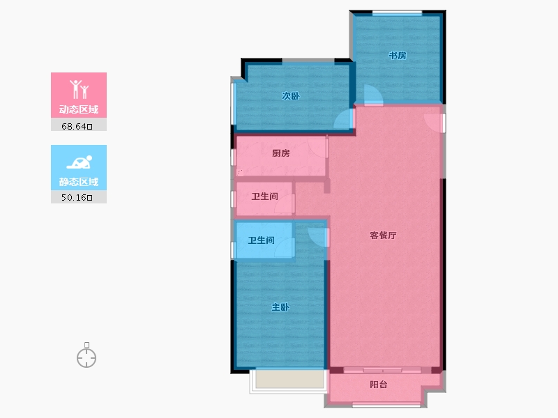 陕西省-西安市-蓝湖九郡-106.59-户型库-动静分区