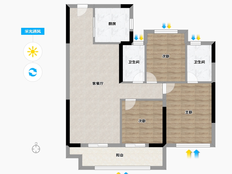 福建省-泉州市-建发映月-84.00-户型库-采光通风