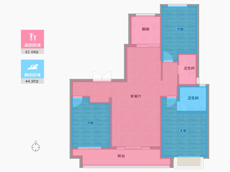 陕西省-西安市-富惠·鹿鸣湾-95.22-户型库-动静分区