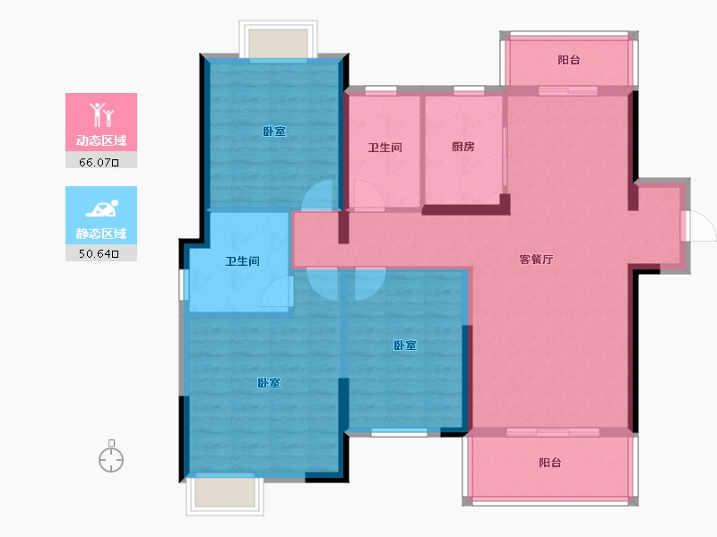 湖北省-武汉市-兰江公园里-105.01-户型库-动静分区