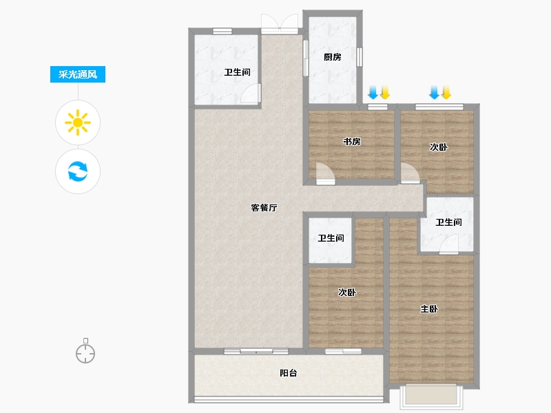 陕西省-西安市-富力开远城-145.15-户型库-采光通风