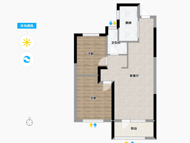 山东省-烟台市-万科·四季光年-63.97-户型库-采光通风