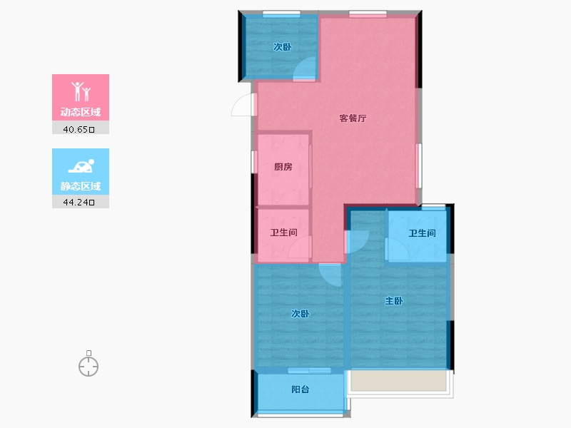 浙江省-温州市-绿城锦玉潮明-76.00-户型库-动静分区