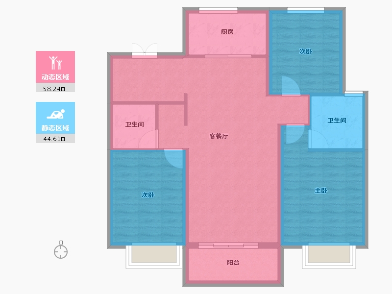 河北省-石家庄市-地铁·万科蓝湾-92.80-户型库-动静分区