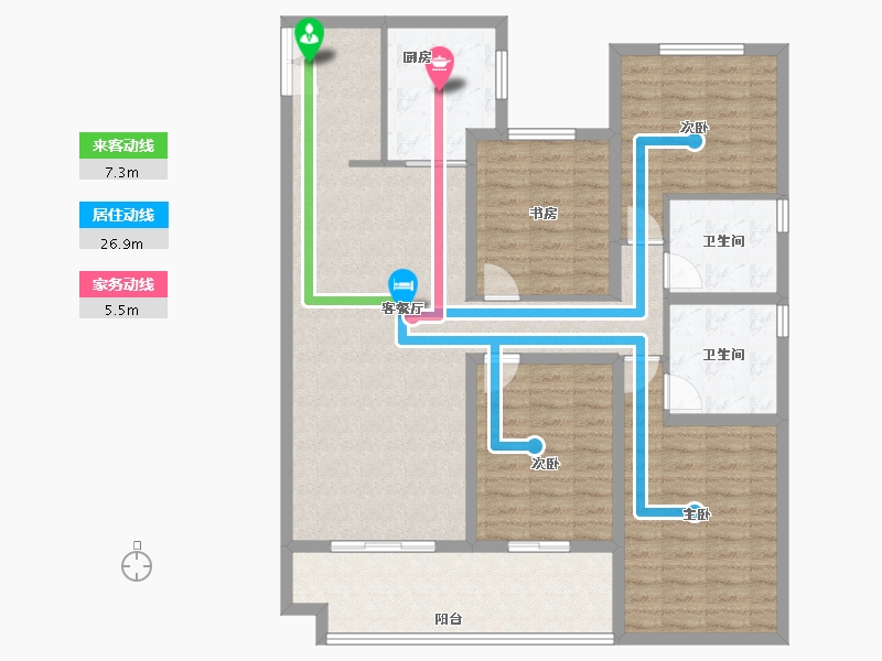 陕西省-西安市-富力开远城-125.83-户型库-动静线