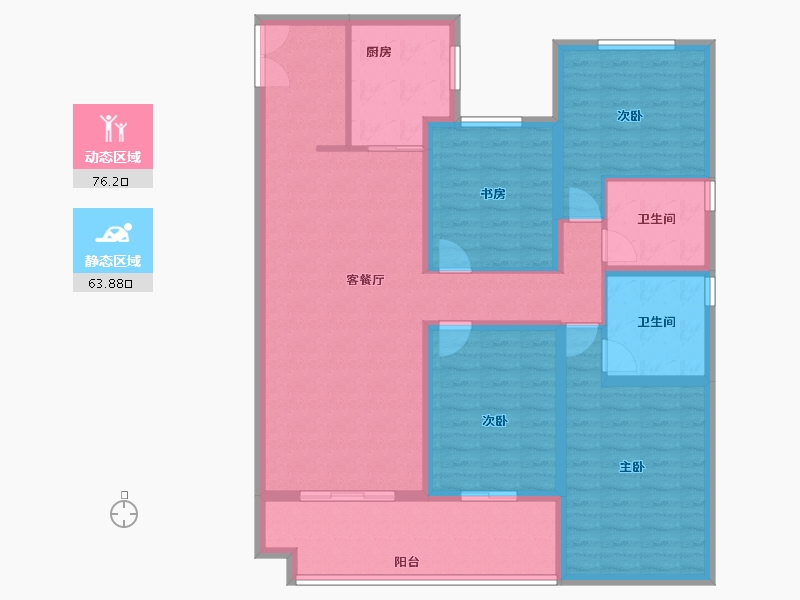 陕西省-西安市-富力开远城-125.83-户型库-动静分区