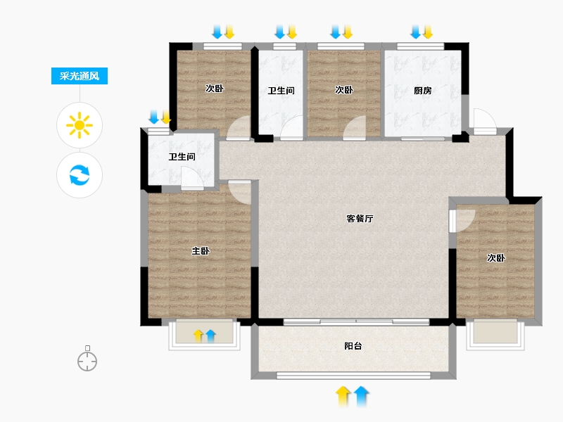 浙江省-宁波市-金辉城央云府-114.40-户型库-采光通风