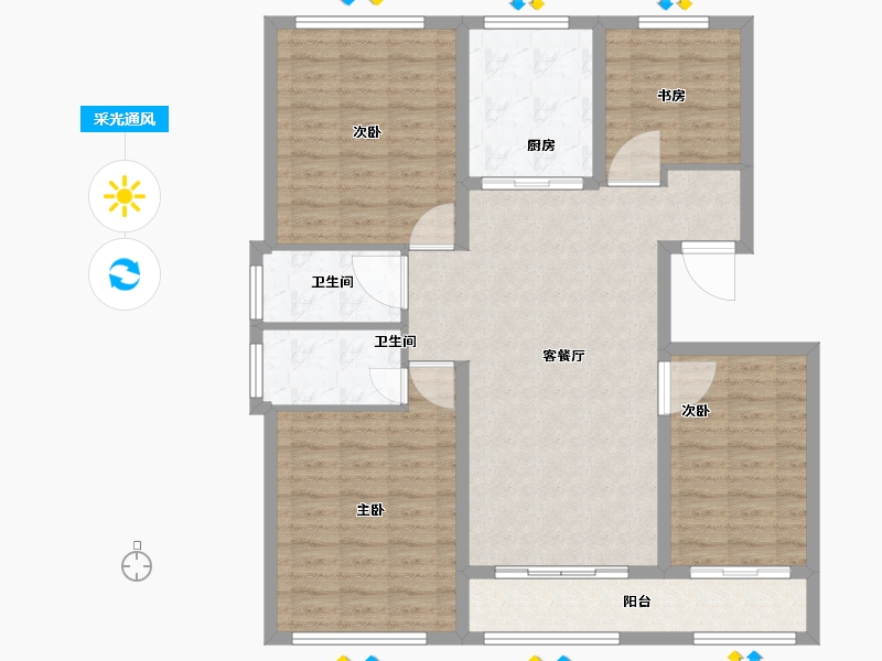 山东省-烟台市-领海公馆-111.20-户型库-采光通风