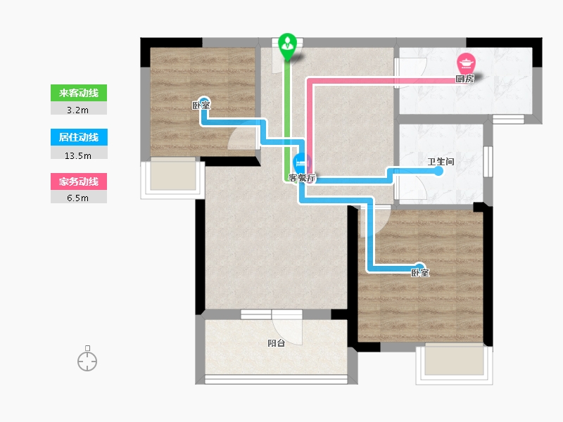 湖北省-武汉市-兰江公园里-60.00-户型库-动静线