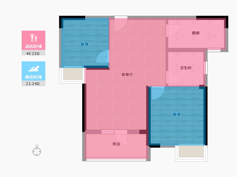 湖北省-武汉市-兰江公园里-60.00-户型库-动静分区