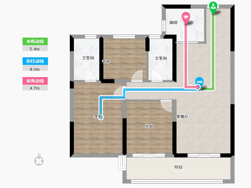 浙江省-温州市-世茂璀璨瓯江-86.40-户型库-动静线