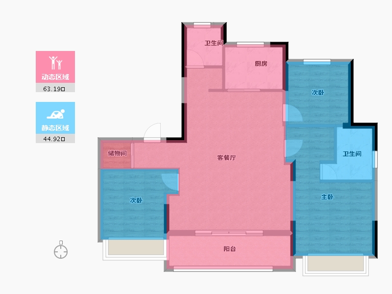 浙江省-温州市-乐宸府-97.60-户型库-动静分区