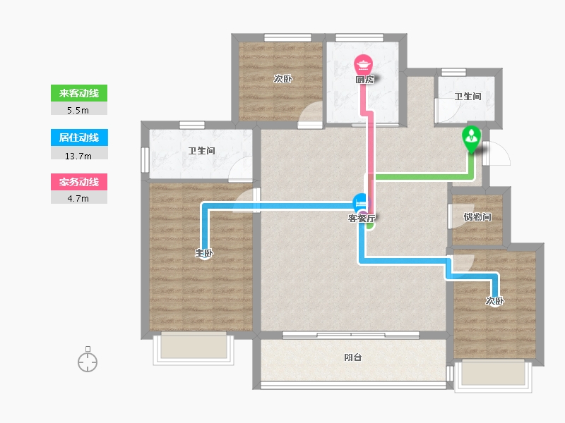 浙江省-宁波市-绿城·春来云潮-100.80-户型库-动静线