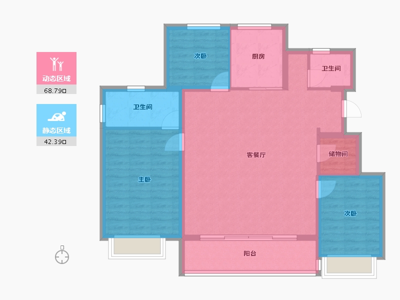 浙江省-宁波市-绿城·春来云潮-100.80-户型库-动静分区