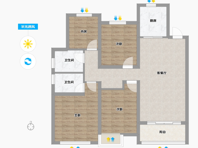 江苏省-徐州市-中梁国宾府-99.00-户型库-采光通风