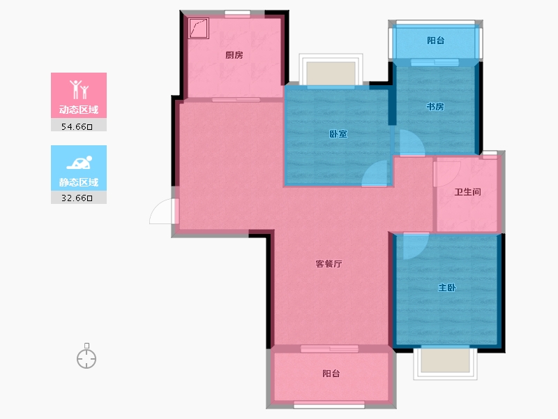 湖北省-武汉市-兰江公园里-78.00-户型库-动静分区