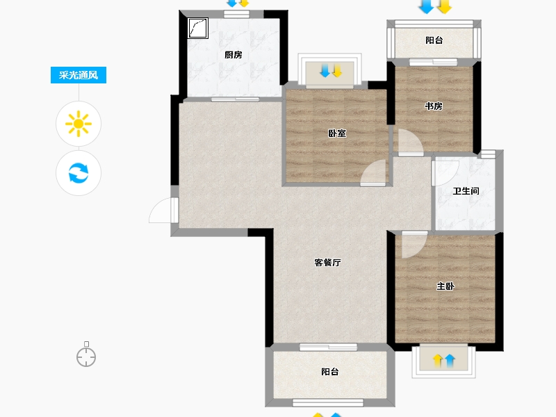 湖北省-武汉市-兰江公园里-78.00-户型库-采光通风