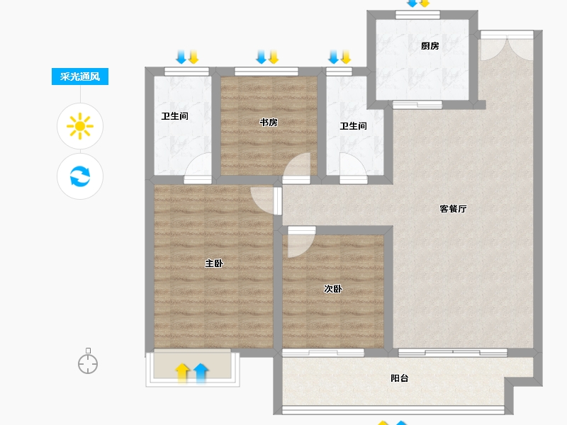 陕西省-西安市-富惠·鹿鸣湾-94.12-户型库-采光通风