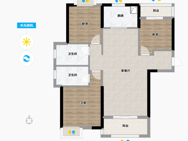 湖北省-武汉市-兰江公园里-89.00-户型库-采光通风