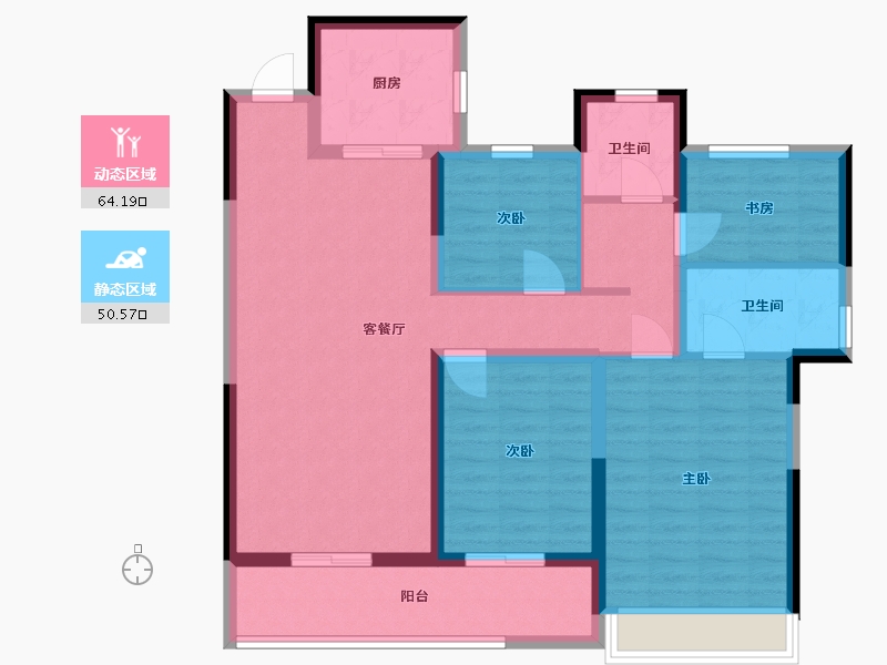 浙江省-温州市-世茂璀璨瓯江-102.40-户型库-动静分区