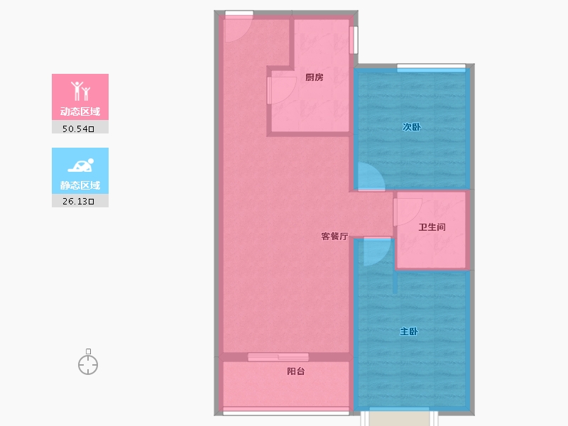 陕西省-西安市-富力开远城-68.58-户型库-动静分区