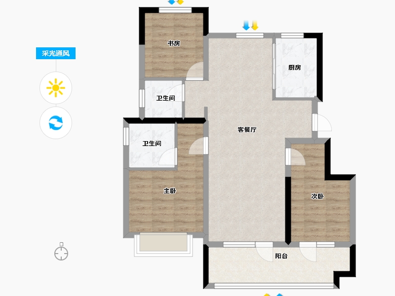 山东省-烟台市-万科·四季光年-86.41-户型库-采光通风