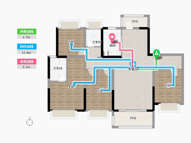 湖北省-武汉市-王家湾中央生活区湾玺-123.94-户型库-动静线