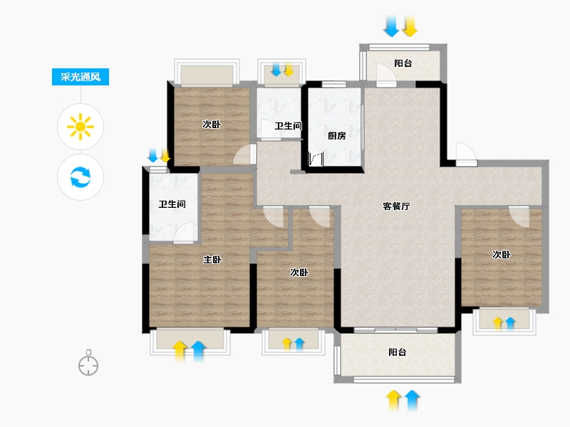 湖北省-武汉市-王家湾中央生活区湾玺-123.94-户型库-采光通风