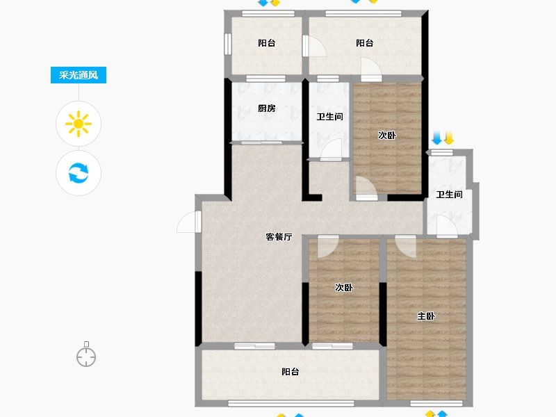 湖北省-武汉市-绿城武汉黄浦湾-112.04-户型库-采光通风