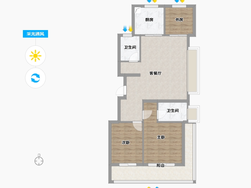 浙江省-宁波市-绿城·春来云潮-84.01-户型库-采光通风