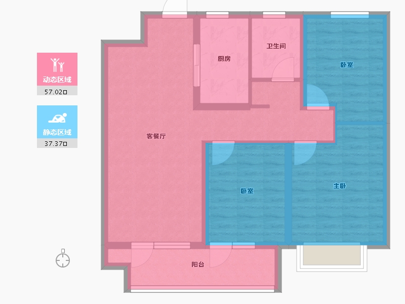 山东省-潍坊市-桃源金茂悦-84.00-户型库-动静分区