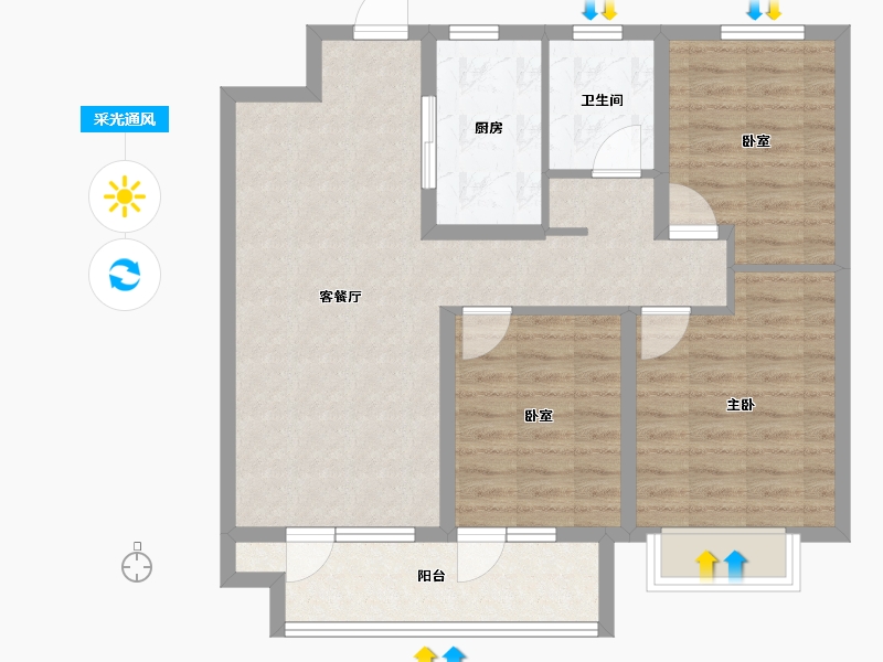 山东省-潍坊市-桃源金茂悦-84.00-户型库-采光通风